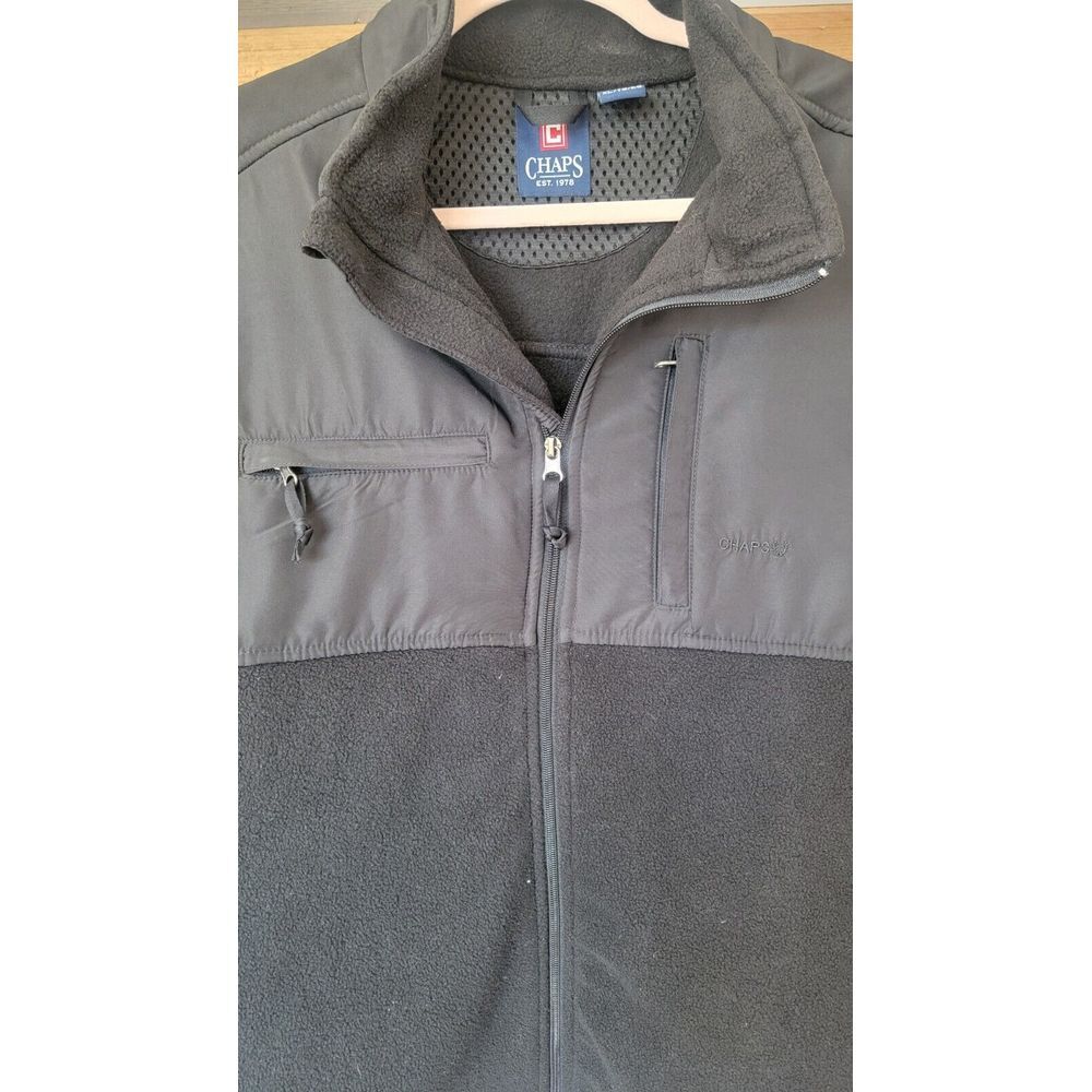 Chaps Black Zip Up Vest w/ Front Pockets - Mens XLarge - Sleeveless w/ Logo - Picture 2 of 4